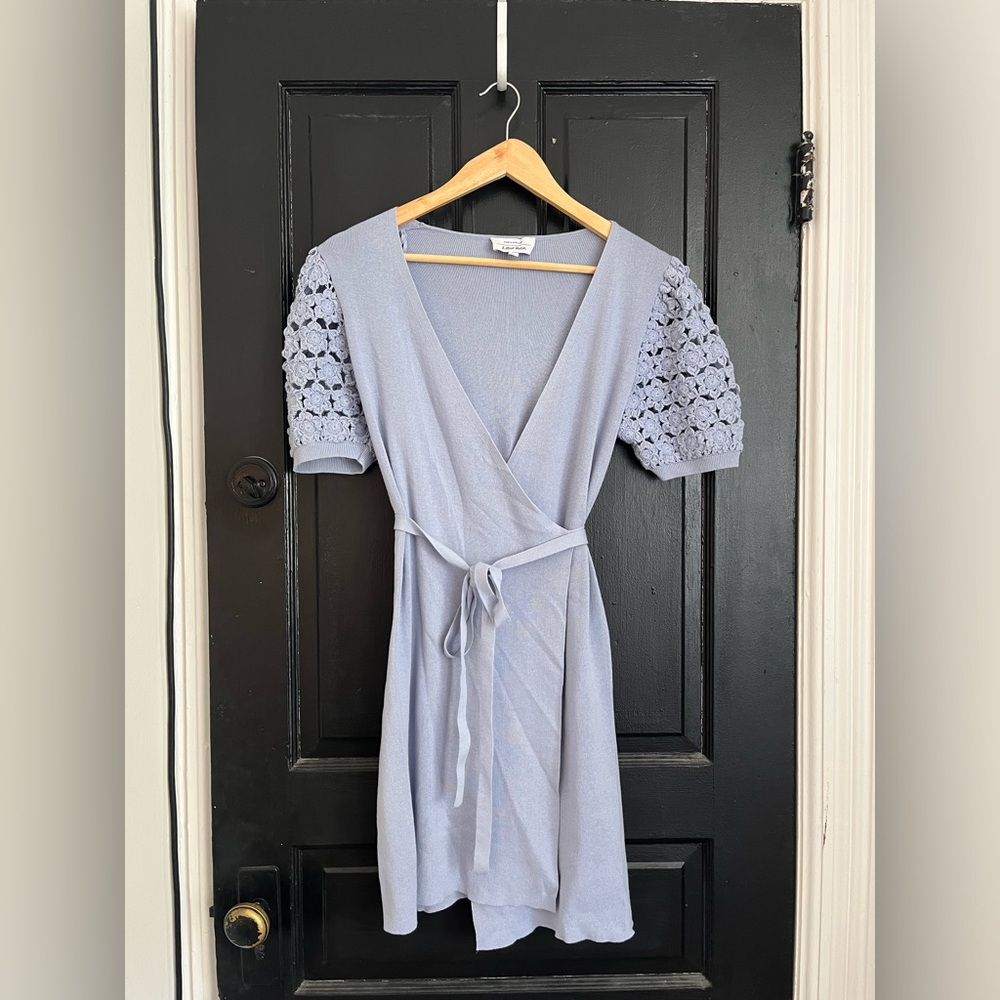 & Other Stories Crochet Sleeve Wrap Dress